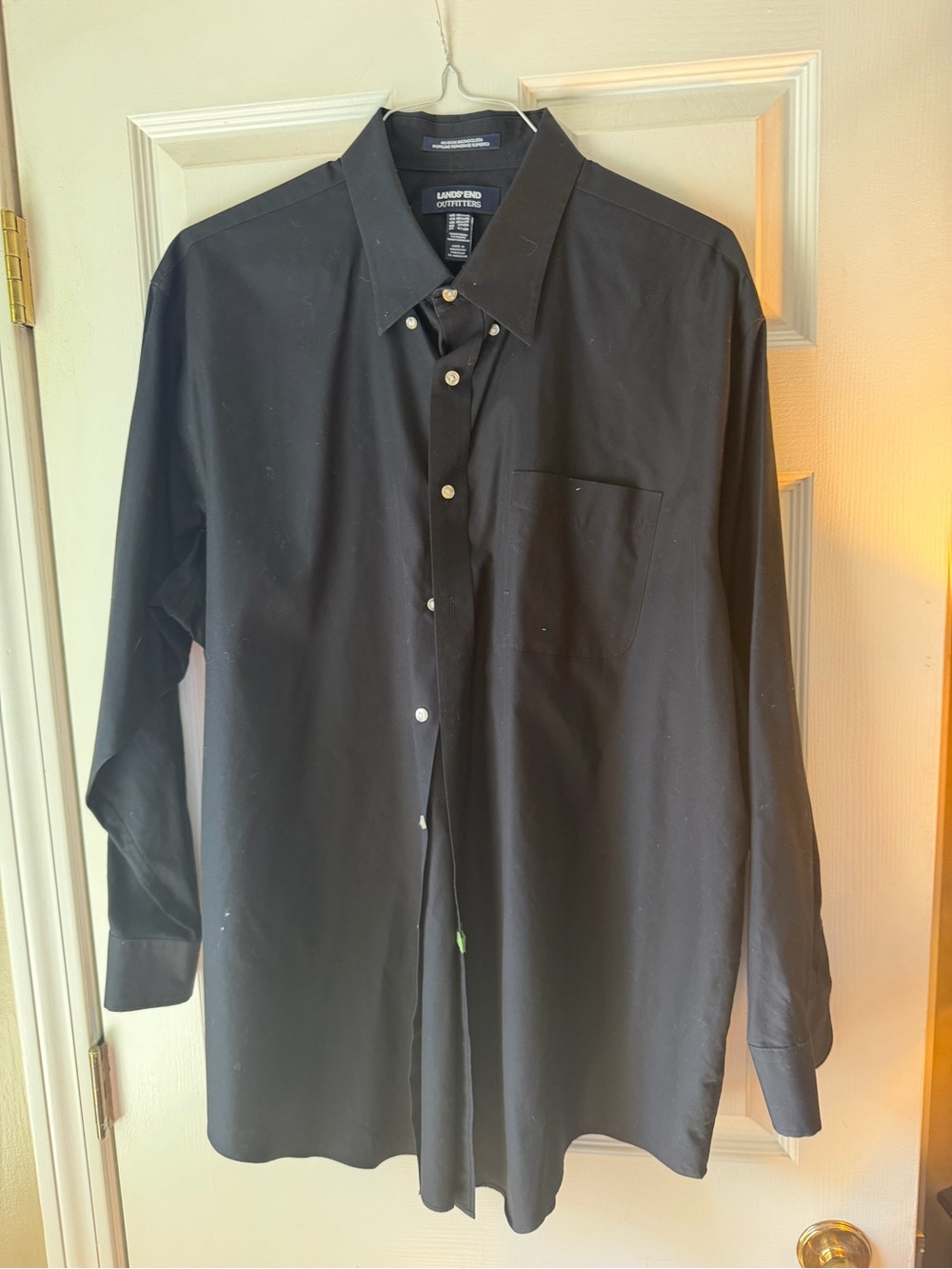 Lands' End Black Long Sleeve Button-Down Dress Shirt